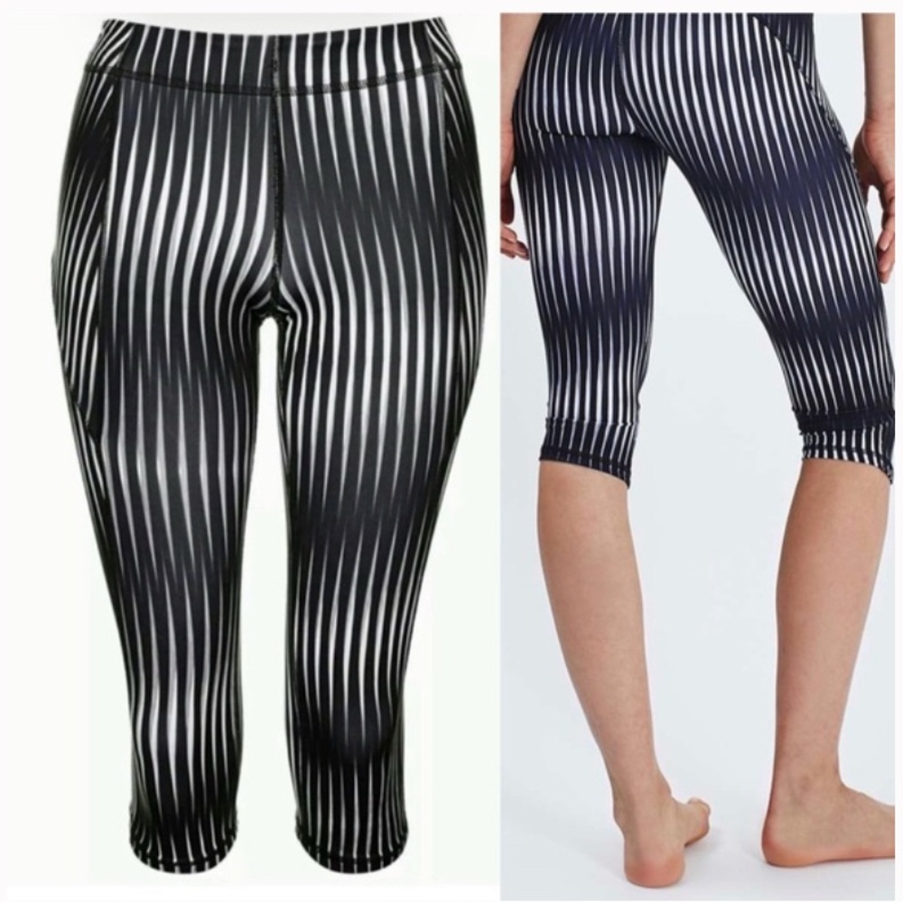 Ivy Park Black and White Striped Leggings
